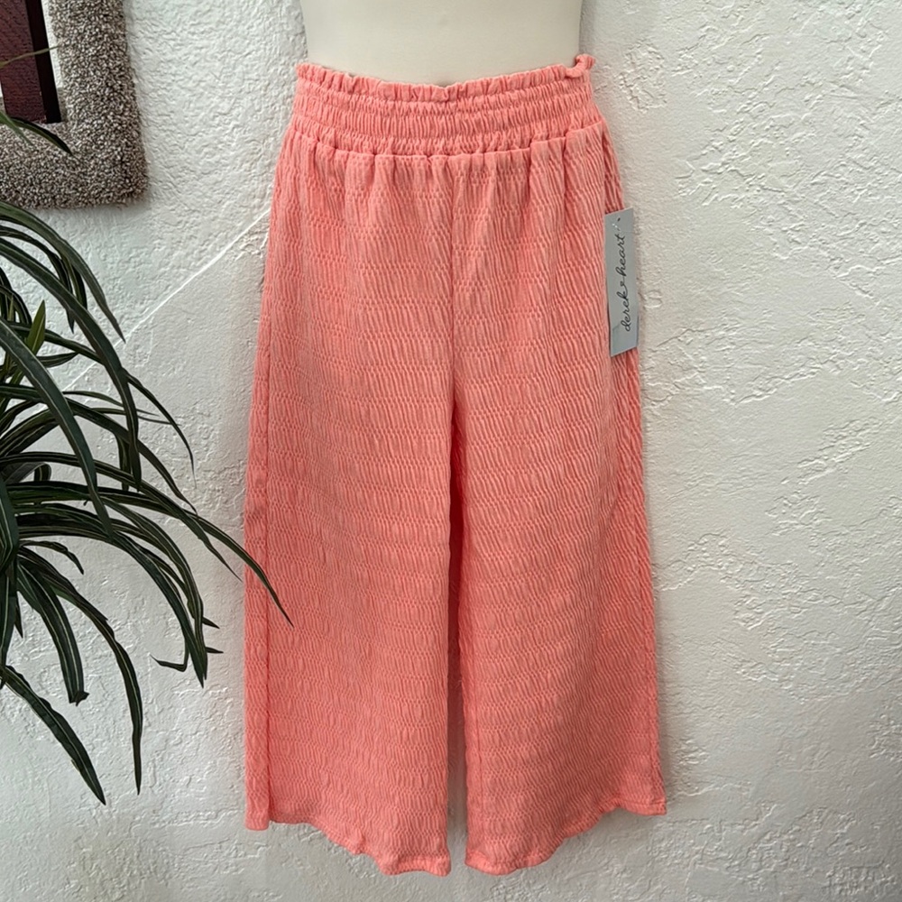 DEREK HEART Girls Coral Wide Leg Loose Pants Spring Summer Size 7 NWT